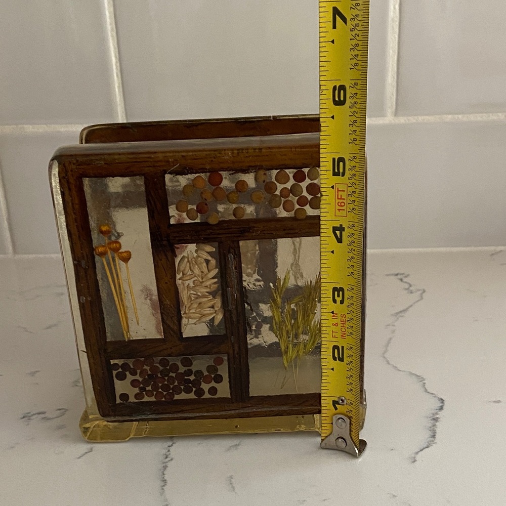 Vintage Pressed Botanical Lucite Napkin Holder 1970s - Picture 5 of 9